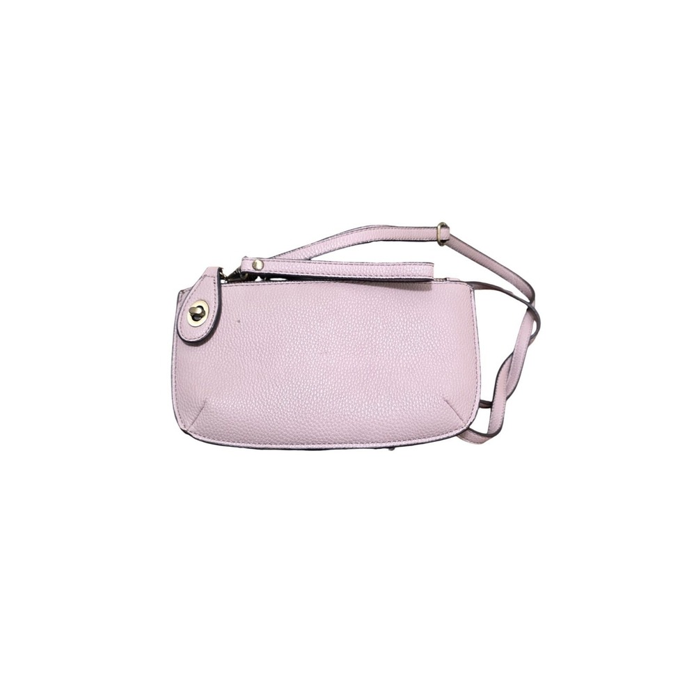 Joy Fux Leather Crossbody Clutch Bag Light Pink Adjustable Strap